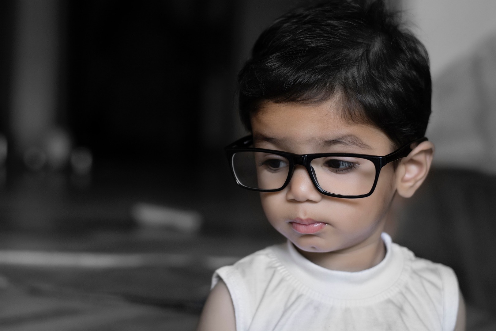 Child wearing glasses